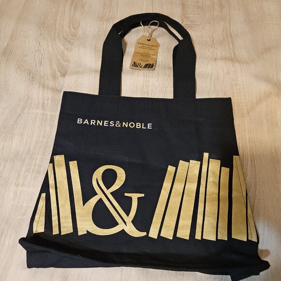 Barnes & Noble Black Gold Natural Book Canvas Reuseable Premium Cotton Tote Bag - Picture 2 of 6